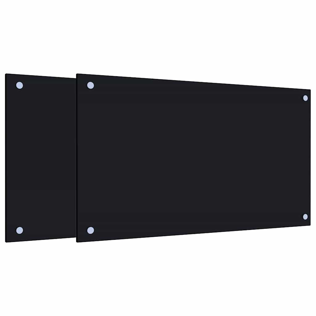 vidaXL Kitchen Backsplashes 2 pcs Black 70x40 cm Tempered Glass 2