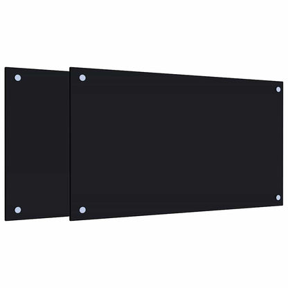 vidaXL Kitchen Backsplashes 2 pcs Black 70x40 cm Tempered Glass 2