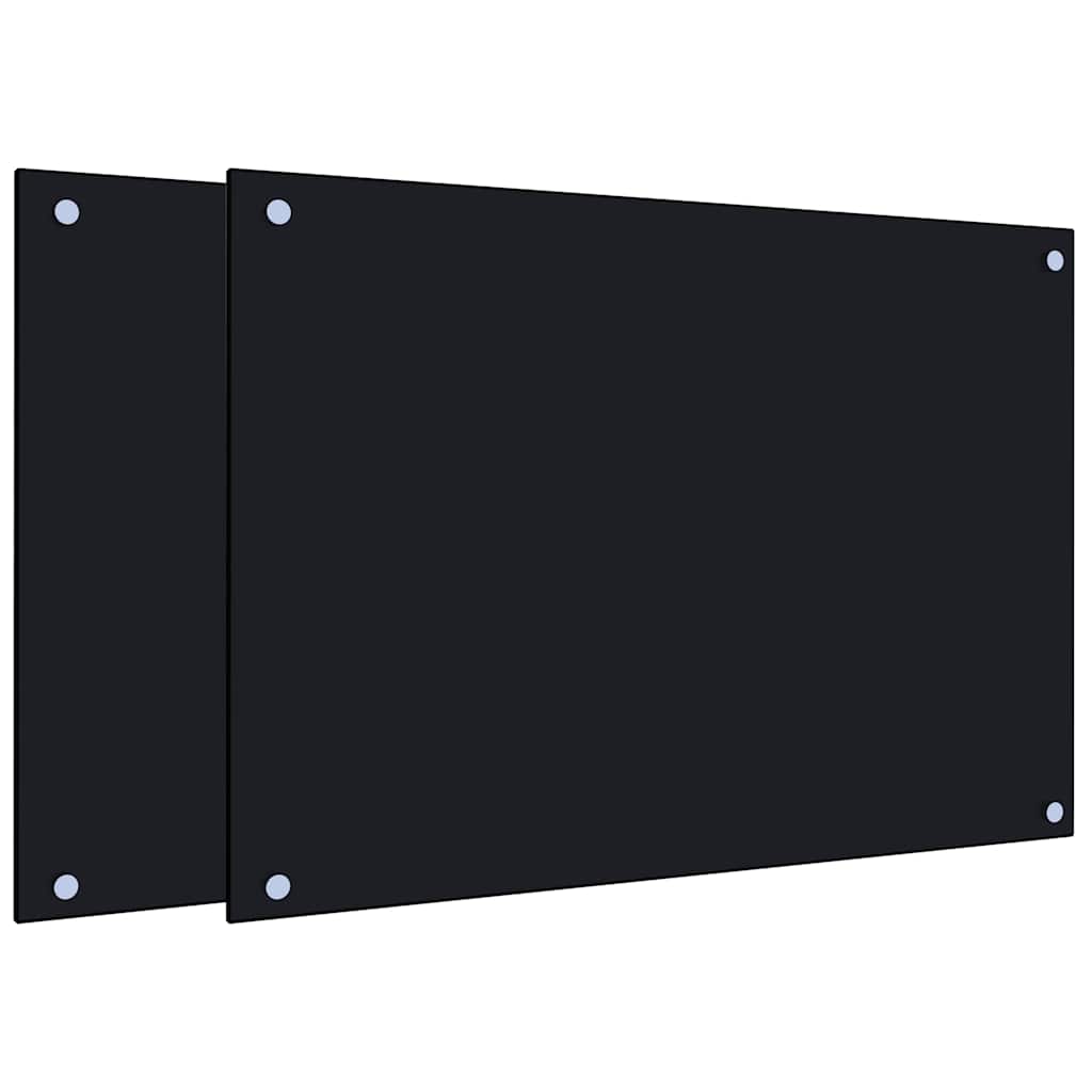 vidaXL Kitchen Backsplashes 2 pcs Black 70x50 cm Tempered Glass 2