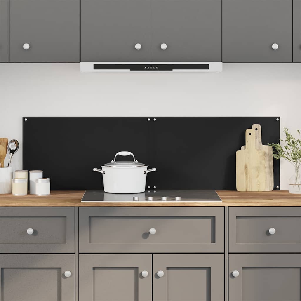 vidaXL Kitchen Backsplashes 2 pcs Black 70x50 cm Tempered Glass 1