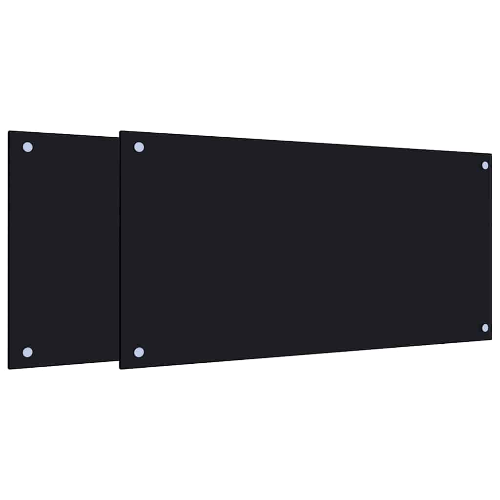 vidaXL Kitchen Backsplashes 2 pcs Black 80x40 cm Tempered Glass 2