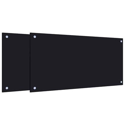vidaXL Kitchen Backsplashes 2 pcs Black 80x40 cm Tempered Glass 2