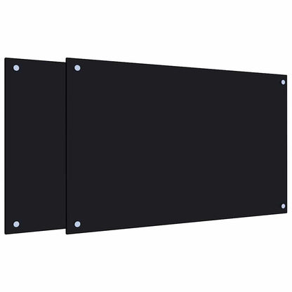 vidaXL Kitchen Backsplashes 2 pcs Black 80x50 cm Tempered Glass 2