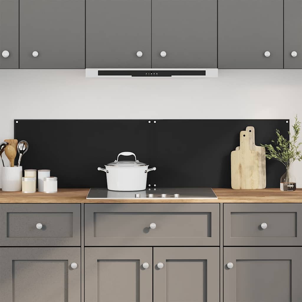 vidaXL Kitchen Backsplashes 2 pcs Black 80x50 cm Tempered Glass 1