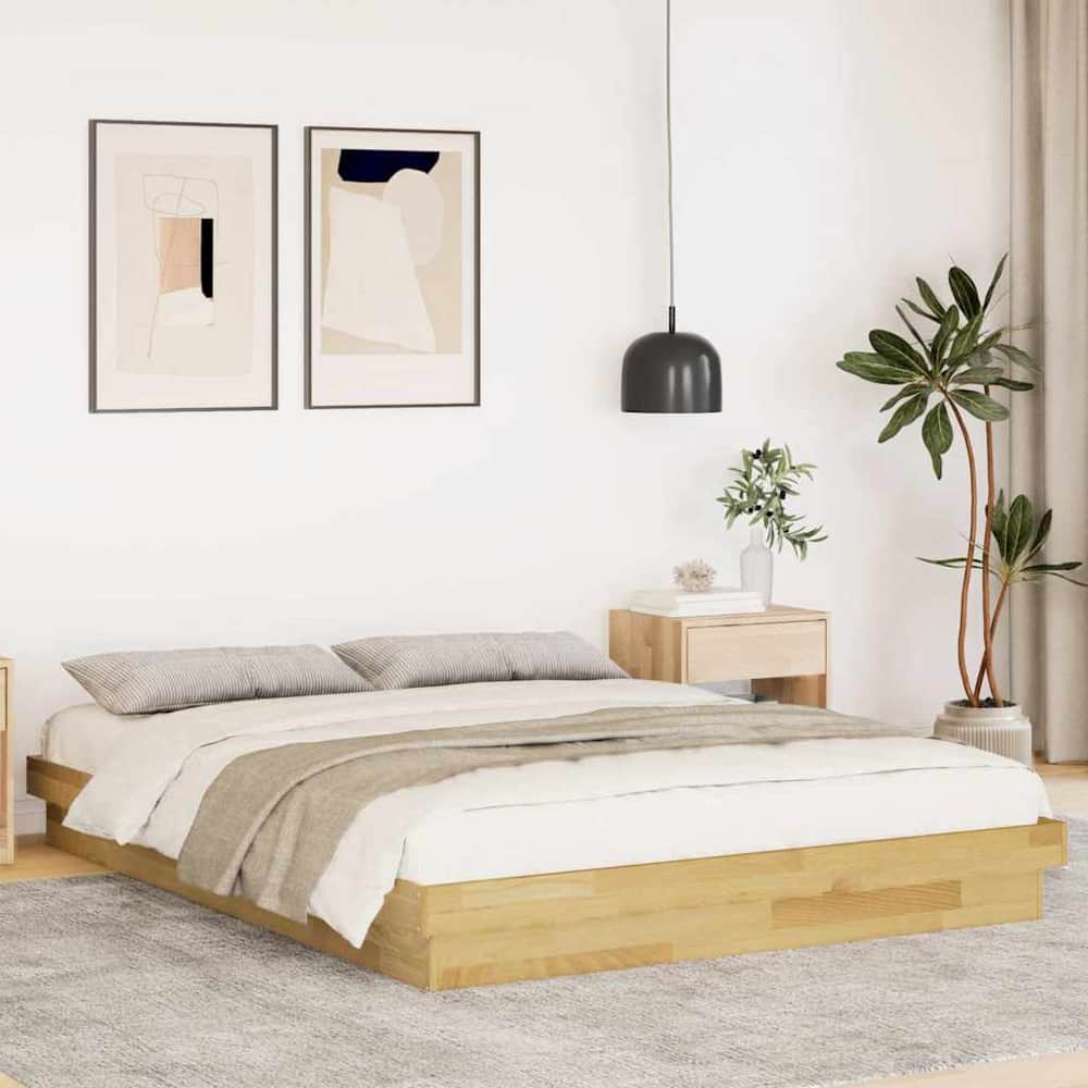 Bed Frame Without Mattress Solid Oak Wood 150 cm 200 cm