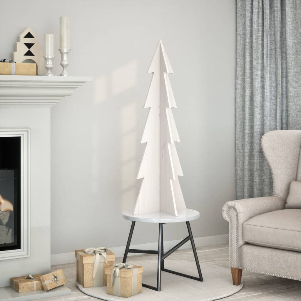 vidaXL Wooden Christmas Tree for Decoration White 112 cm 1