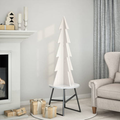 vidaXL Wooden Christmas Tree for Decoration White 112 cm 1