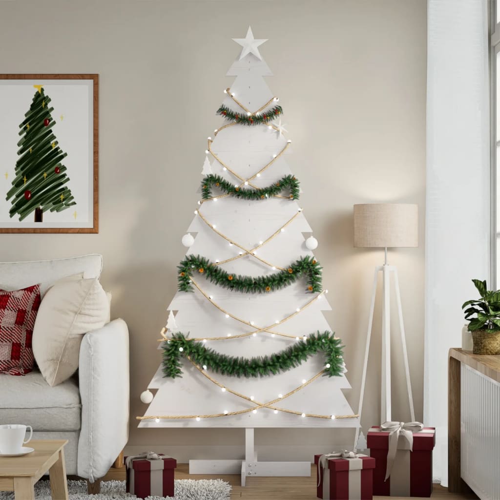 vidaXL Wooden Christmas Tree for Decoration White 180 cm Solid Wood Pine 1