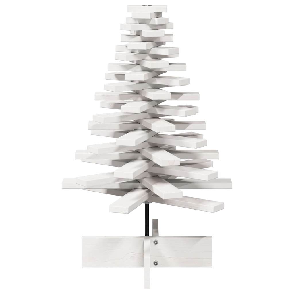 vidaXL Wooden Christmas Tree for Decoration White 80 cm Solid Wood Pine 3