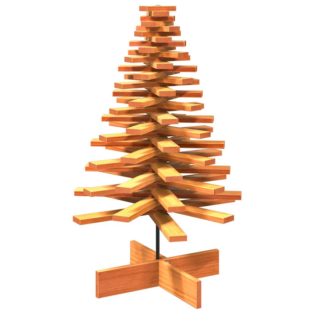 vidaXL Wooden Christmas Tree for Decoration Wax Brown 100 cm Solid Wood Pine 2