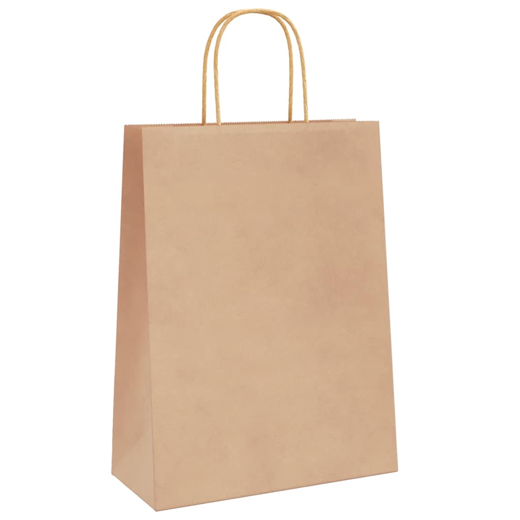 vidaXL Paper Bags 250 pcs with Handles Brown 26x12x35 cm 4