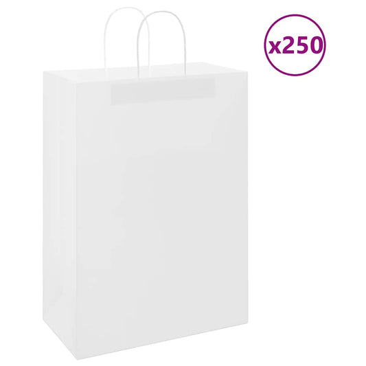 vidaXL Paper Bags 250 pcs with Handles White 32x17x44 cm 1