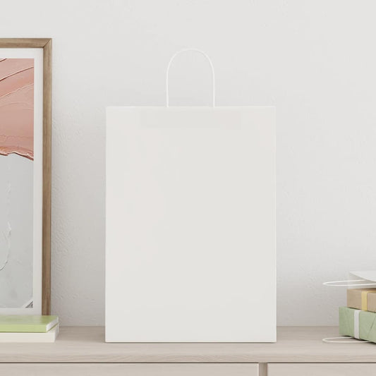 vidaXL Paper Bags 250 pcs with Handles White 32x17x44 cm 2