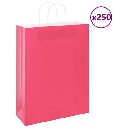 vidaXL Paper Bags 250 pcs with Handles Pink 32x12x42 cm 1