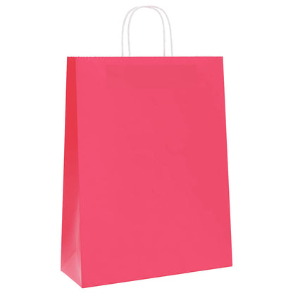 vidaXL Paper Bags 250 pcs with Handles Pink 32x12x42 cm 3