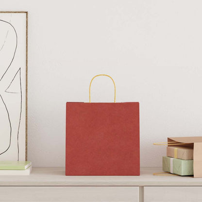 vidaXL Paper Bags 250 pcs with Handles Red 26x17x25 cm 2