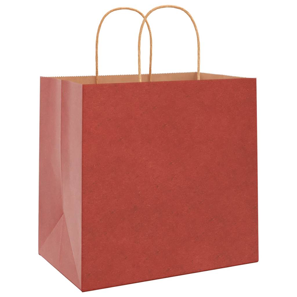 vidaXL Paper Bags 250 pcs with Handles Red 26x17x25 cm 4
