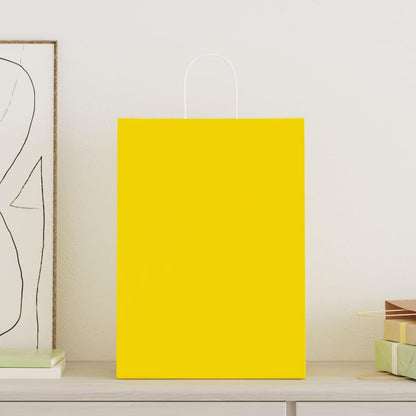 vidaXL Paper Bags 250 pcs with Handles Yellow 32x17x44 cm 2