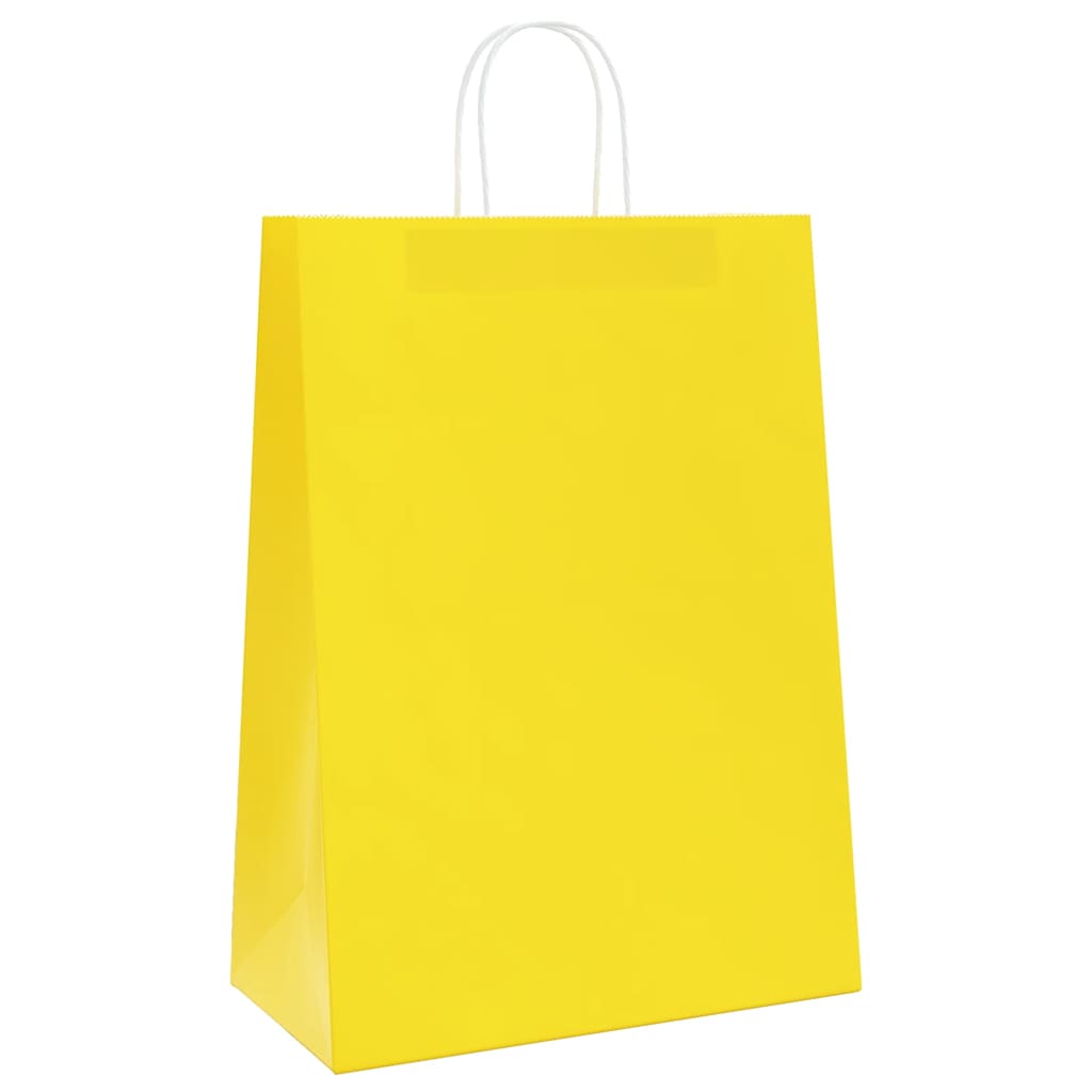 vidaXL Paper Bags 250 pcs with Handles Yellow 32x17x44 cm 3
