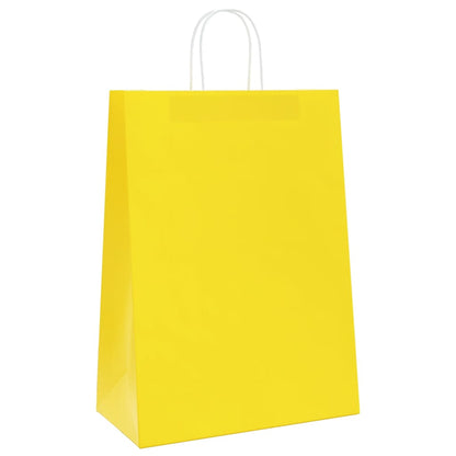 vidaXL Paper Bags 250 pcs with Handles Yellow 32x17x44 cm 3