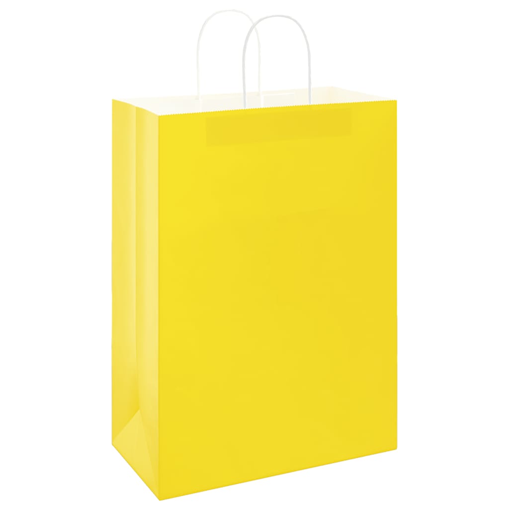 vidaXL Paper Bags 250 pcs with Handles Yellow 32x17x44 cm 4