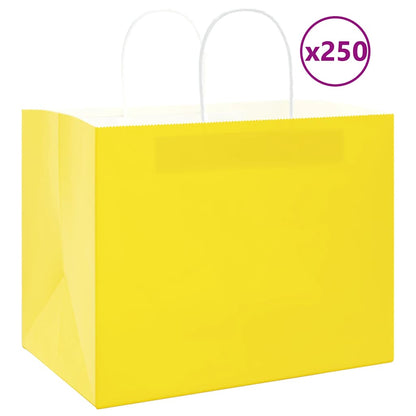 vidaXL Paper Bags 250 pcs with Handles Yellow 32x22x24 cm 1
