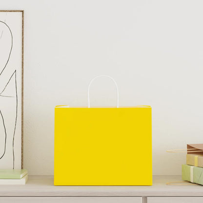 vidaXL Paper Bags 250 pcs with Handles Yellow 32x22x24 cm 2