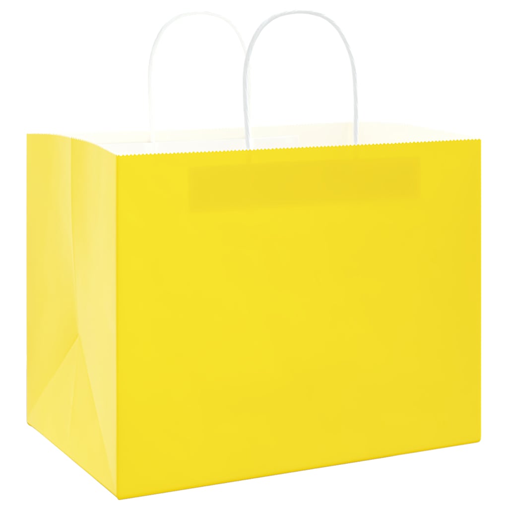 vidaXL Paper Bags 250 pcs with Handles Yellow 32x22x24 cm 3