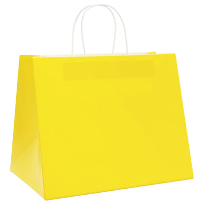 vidaXL Paper Bags 250 pcs with Handles Yellow 32x22x24 cm 4
