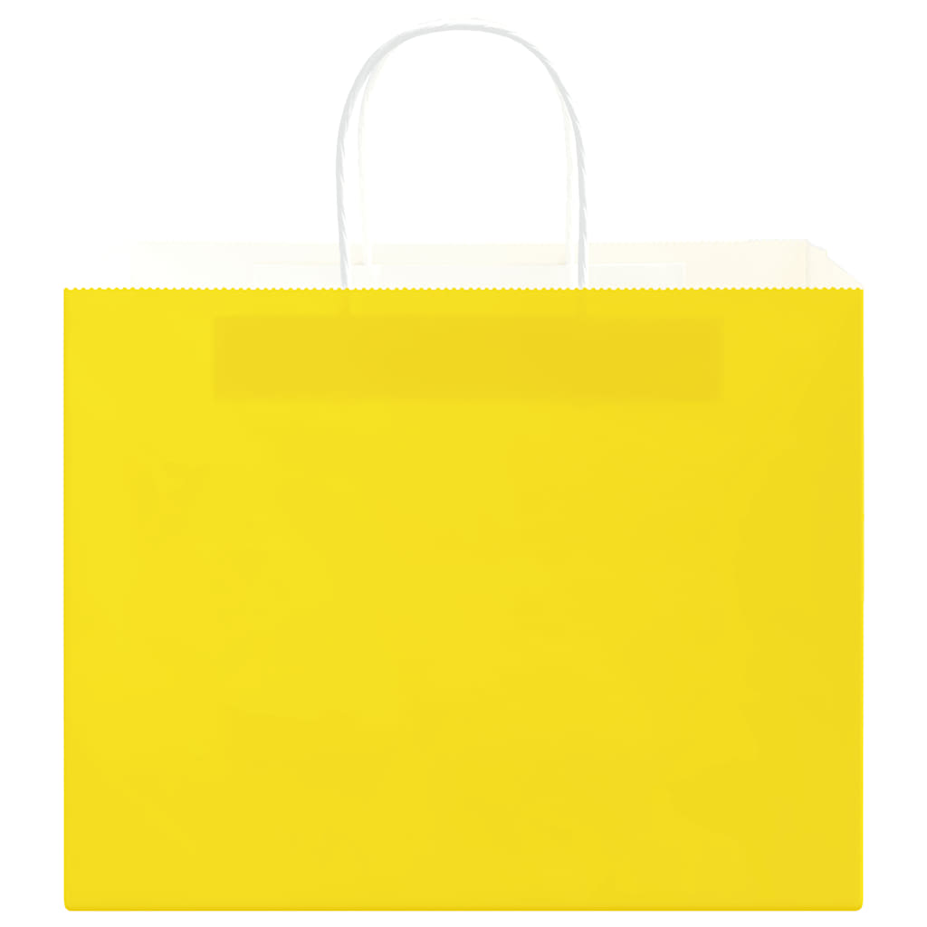 vidaXL Paper Bags 250 pcs with Handles Yellow 32x22x24 cm 5