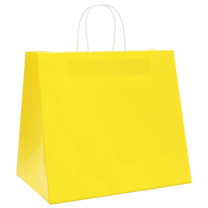 vidaXL Paper Bags 250 pcs with Handles Yellow 32x22x28 cm 3