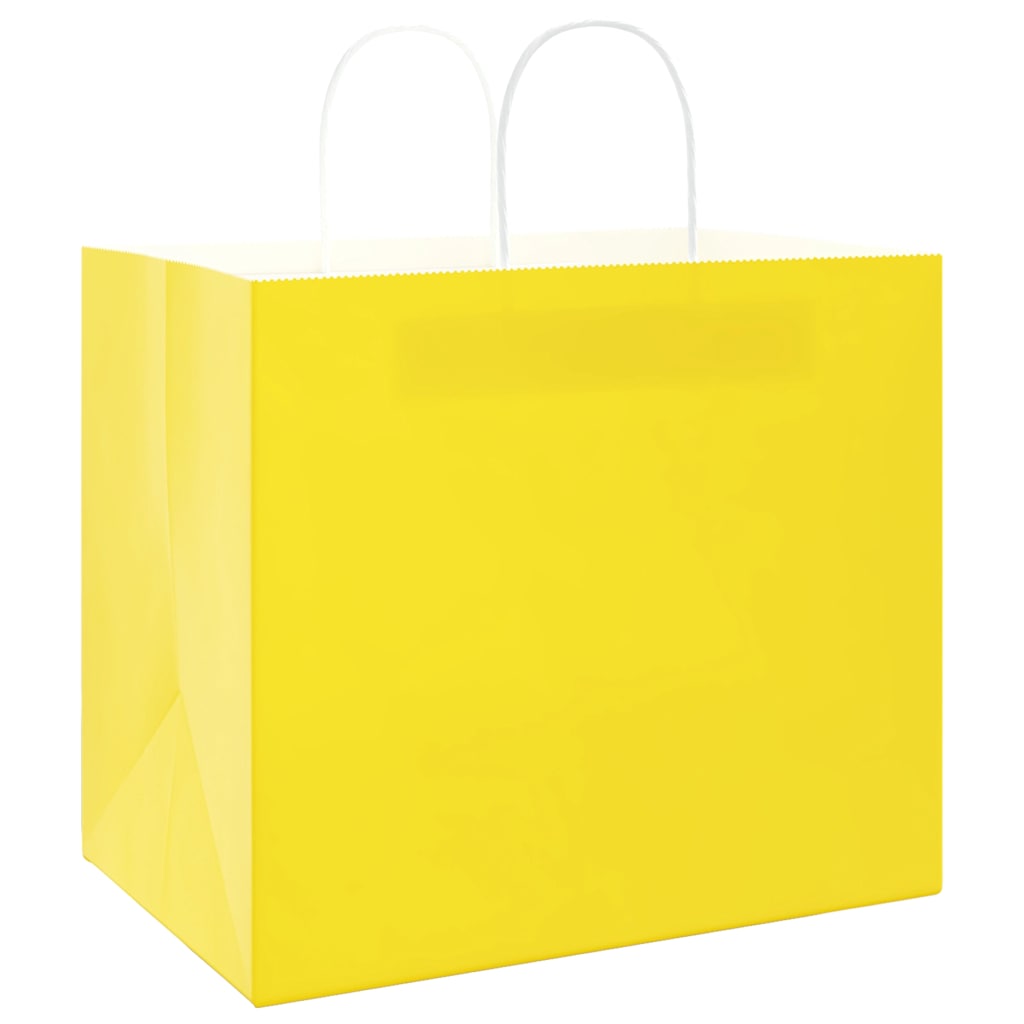vidaXL Paper Bags 250 pcs with Handles Yellow 32x22x28 cm 4