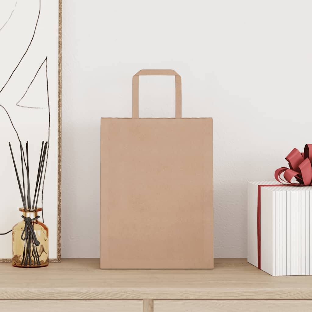 vidaXL Paper Bags 250 pcs with Handles Brown 21x11x28 cm 2
