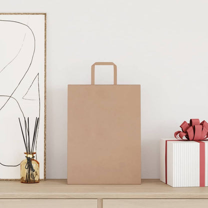 vidaXL Paper Bags 250 pcs with Handles Brown 26x12x35 cm 2