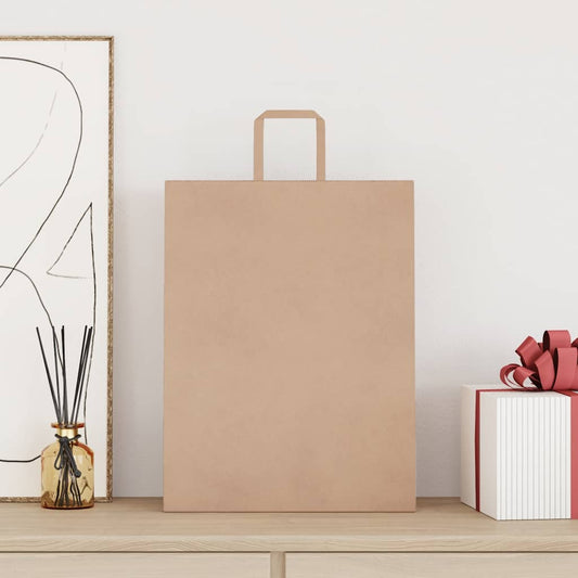 vidaXL Paper Bags 250 pcs with Handles Brown 32x12x42 cm 2
