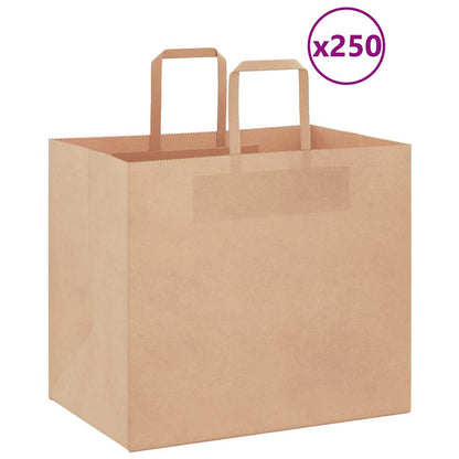 vidaXL Paper Bags 250 pcs with Handles Brown 32x22x28 cm 1