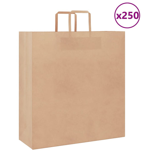 vidaXL Paper Bags 250 pcs with Handles Brown 45x17x48 cm 1