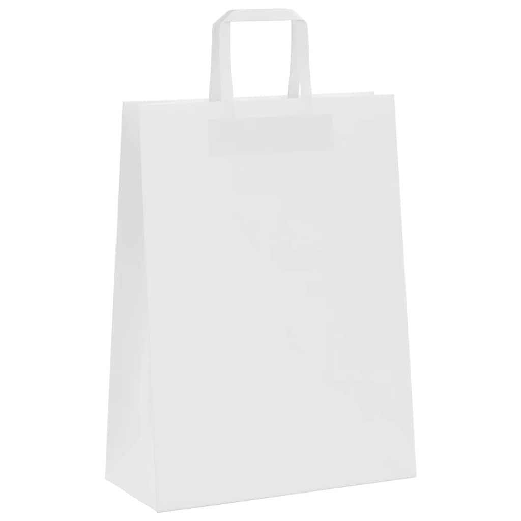 vidaXL Paper Bags 250 pcs with Handles White 26x12x35 cm 4