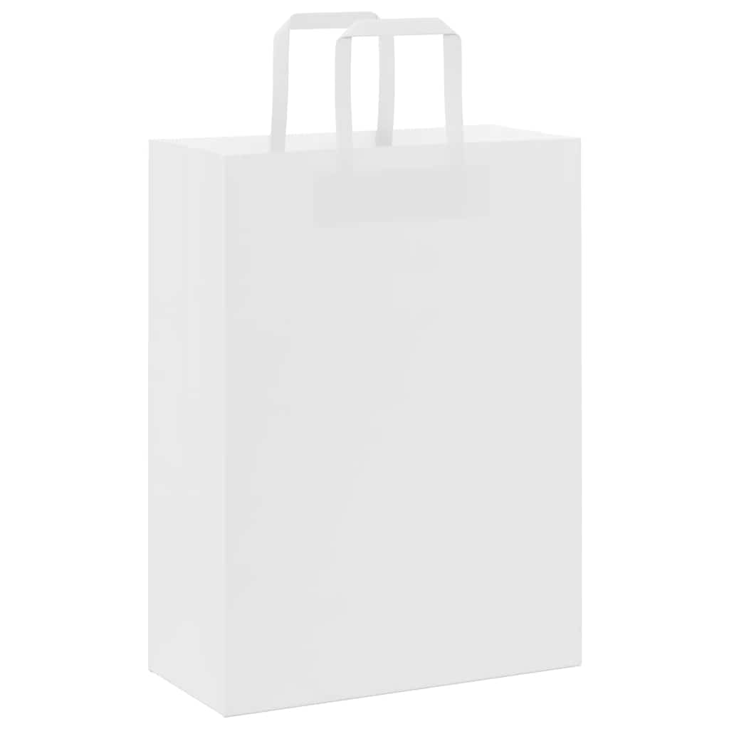 vidaXL Paper Bags 250 pcs with Handles White 26x12x35 cm 6