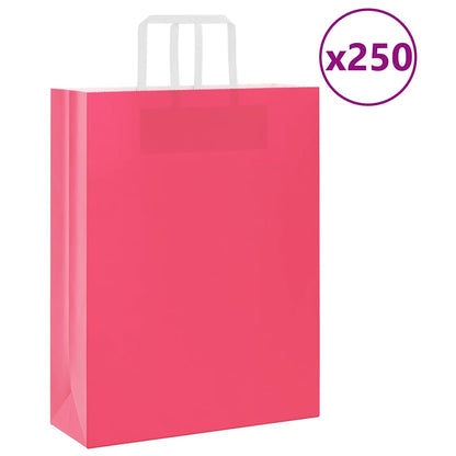 vidaXL Paper Bags 250 pcs with Handles Pink 32x12x42 cm 1