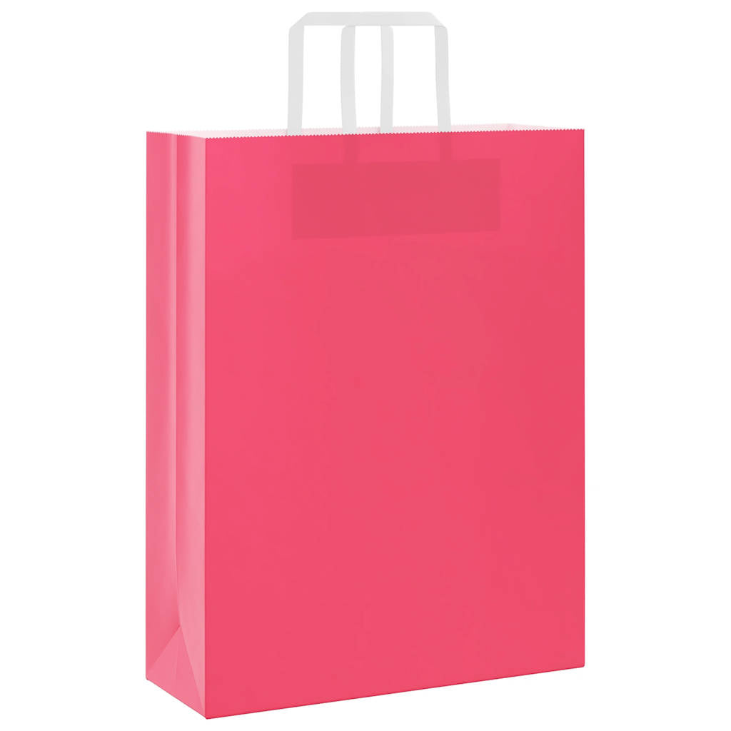 vidaXL Paper Bags 250 pcs with Handles Pink 32x12x42 cm 3