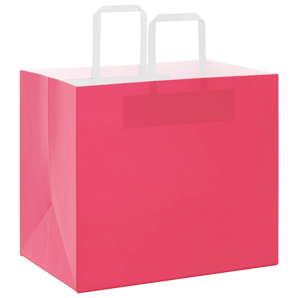 vidaXL Paper Bags 250 pcs with Handles Pink 32x22x28 cm 3