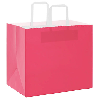 vidaXL Paper Bags 250 pcs with Handles Pink 32x22x28 cm 3