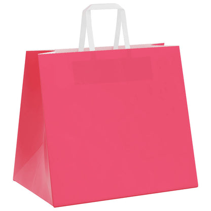 vidaXL Paper Bags 250 pcs with Handles Pink 32x22x28 cm 4