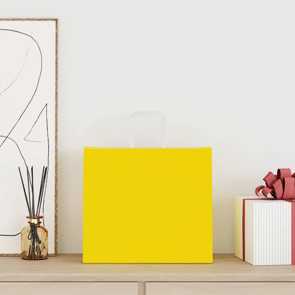 vidaXL Paper Bags 250 pcs with Handles Yellow 32x22x28 cm 2