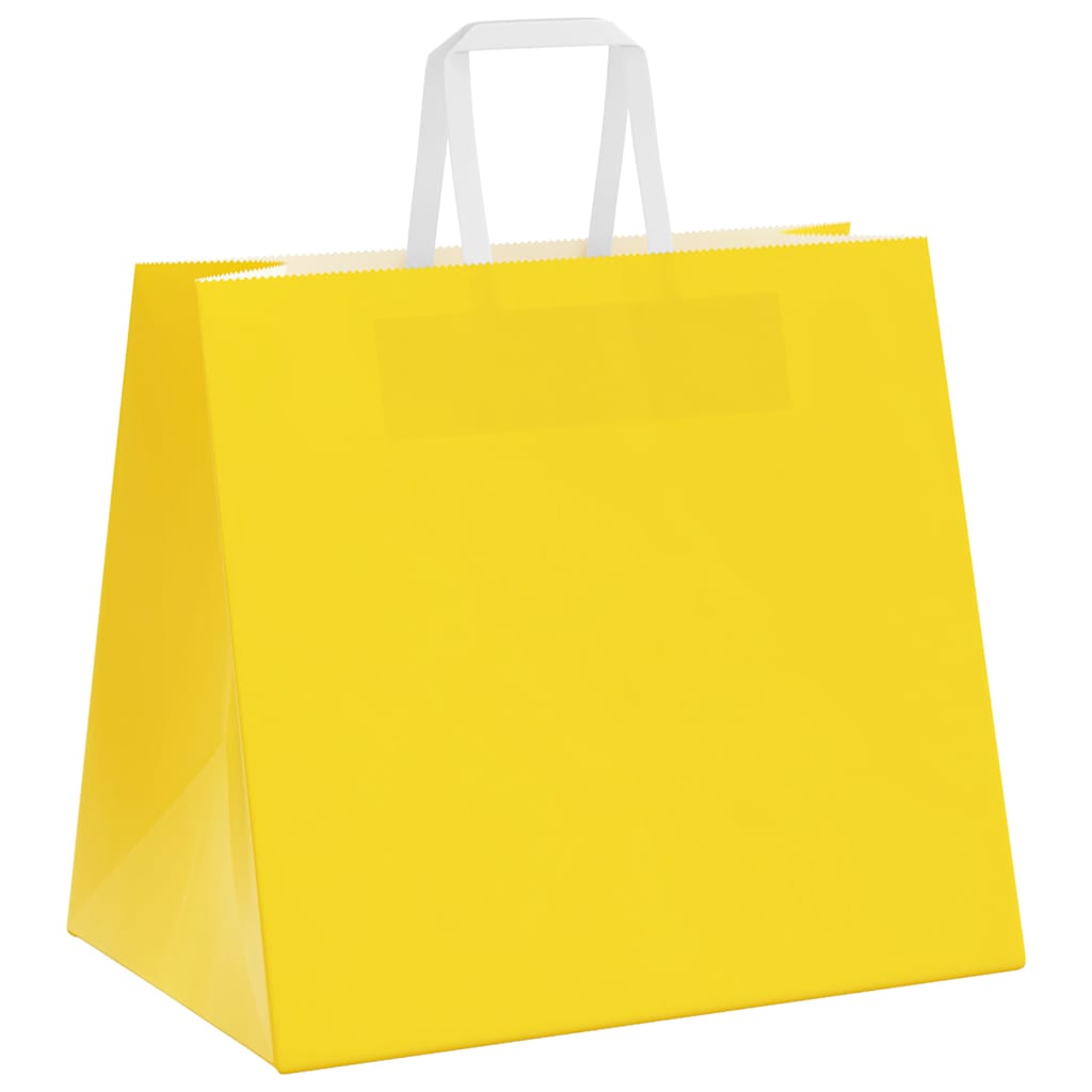 vidaXL Paper Bags 250 pcs with Handles Yellow 32x22x28 cm 5