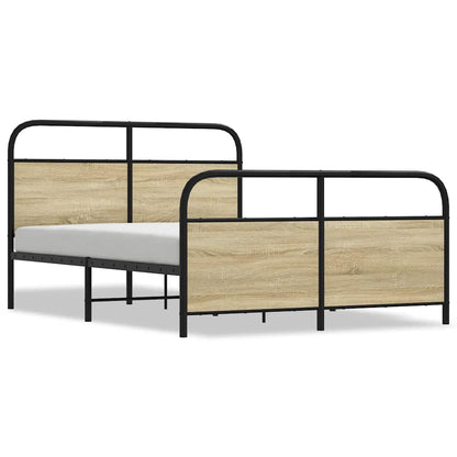 vidaXL Metal Bed Frame without Mattress Sonoma Oak 140x200 cm 2