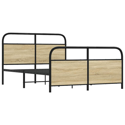 vidaXL Metal Bed Frame without Mattress Sonoma Oak 140x200 cm 3