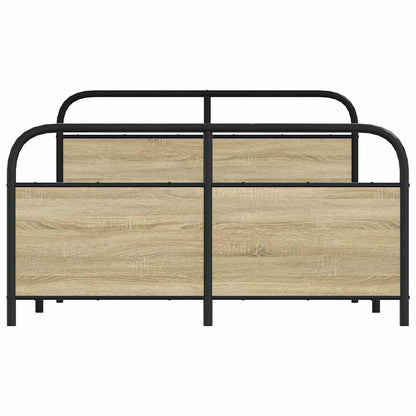 vidaXL Metal Bed Frame without Mattress Sonoma Oak 140x200 cm 4