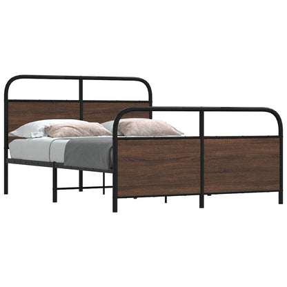 vidaXL Bed Frame Without Mattress Engineered Wood Brown Oak Length 190 cm with Headboard & Footboard